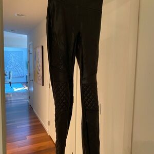 Spanx black faux leather moto leggings. Size xs.  Barley worn